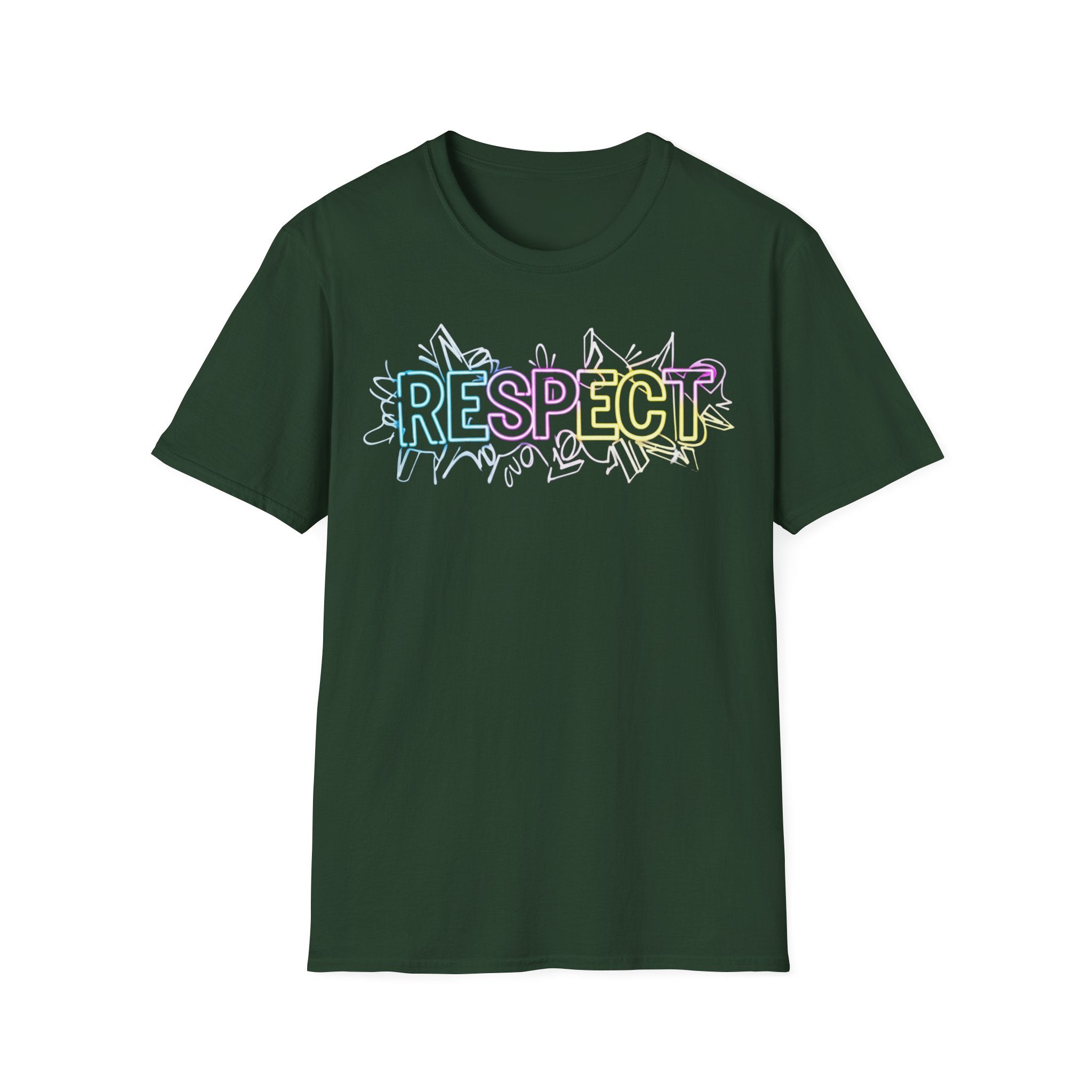 Colorful 'RESPECT' Unisex Softstyle T-Shirt, Positive Vibes Shirt, Everyday Casual Wear, Unique Gift Idea
