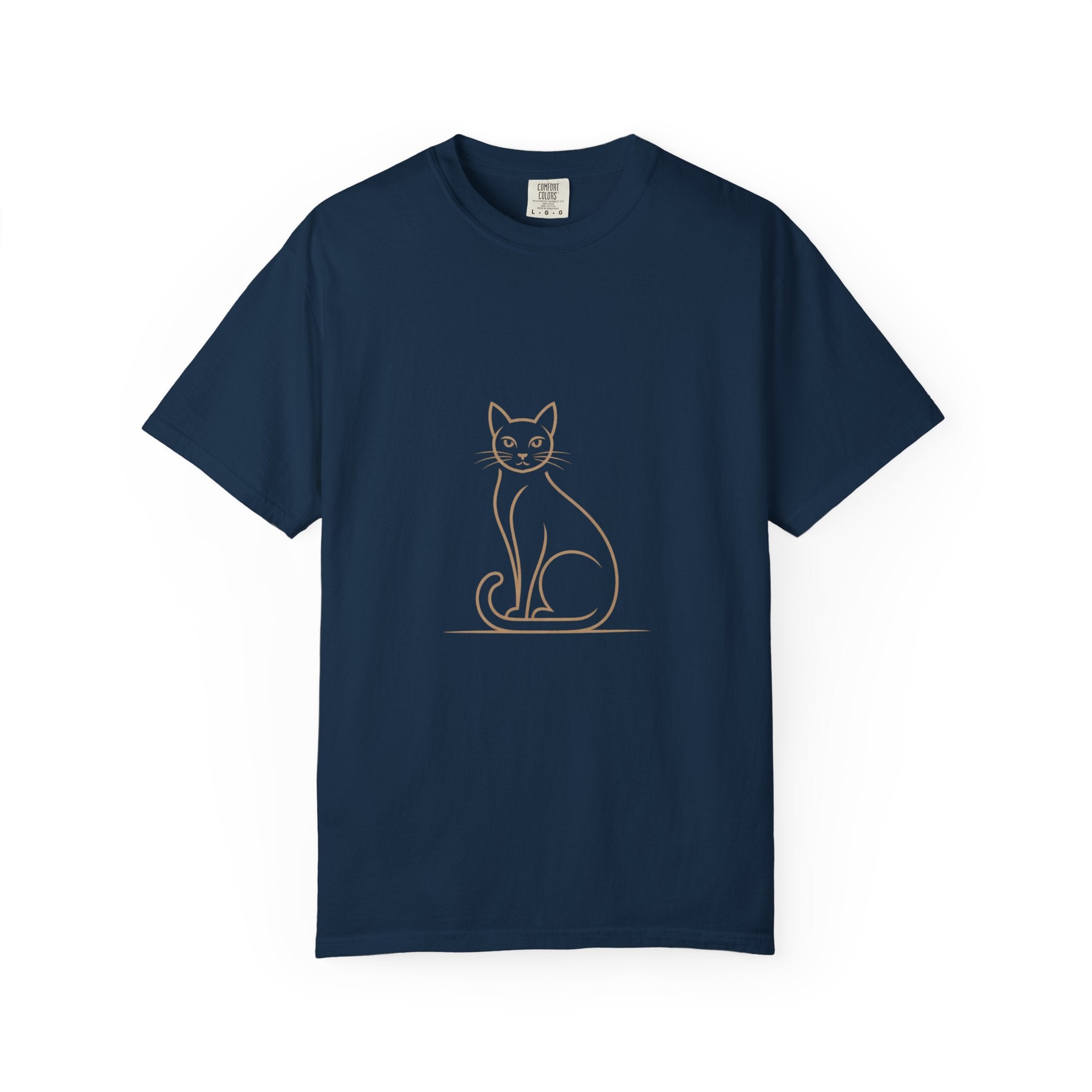 Luxury Minimalist Cat Line Art T-Shirt – Premium Black & Gold Cat Lover Tee
