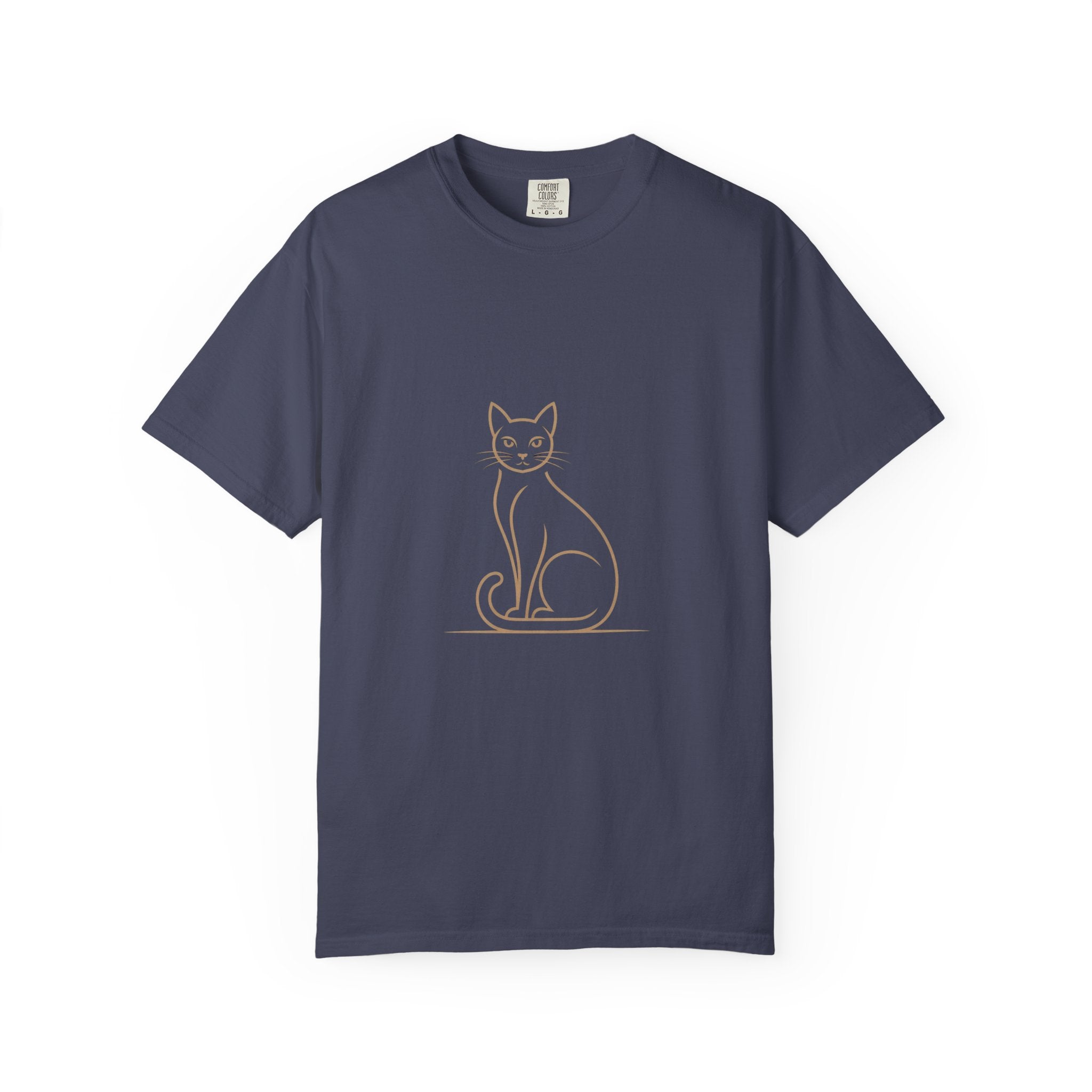 Luxury Minimalist Cat Line Art T-Shirt – Premium Black & Gold Cat Lover Tee