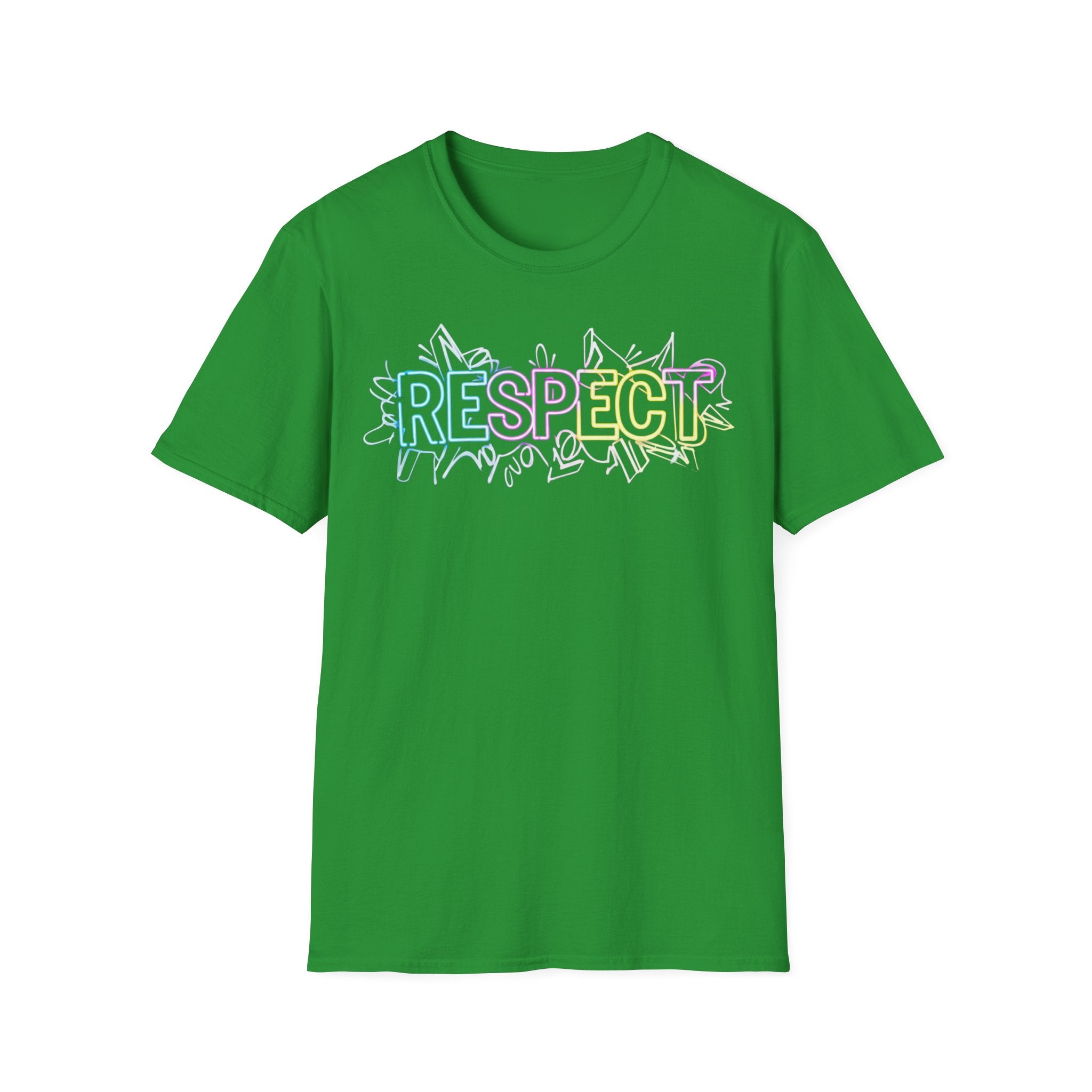 Colorful 'RESPECT' Unisex Softstyle T-Shirt, Positive Vibes Shirt, Everyday Casual Wear, Unique Gift Idea