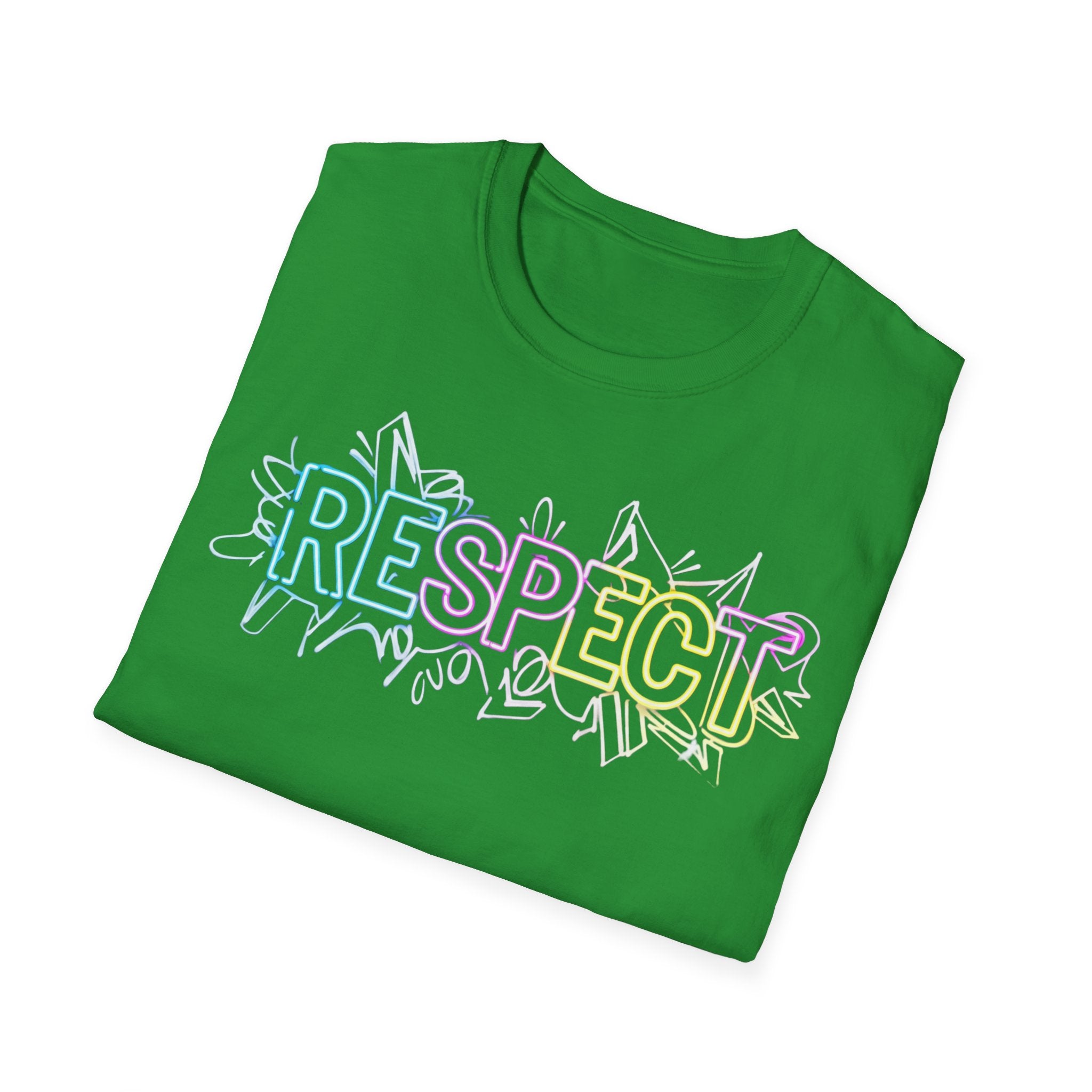 Colorful 'RESPECT' Unisex Softstyle T-Shirt, Positive Vibes Shirt, Everyday Casual Wear, Unique Gift Idea