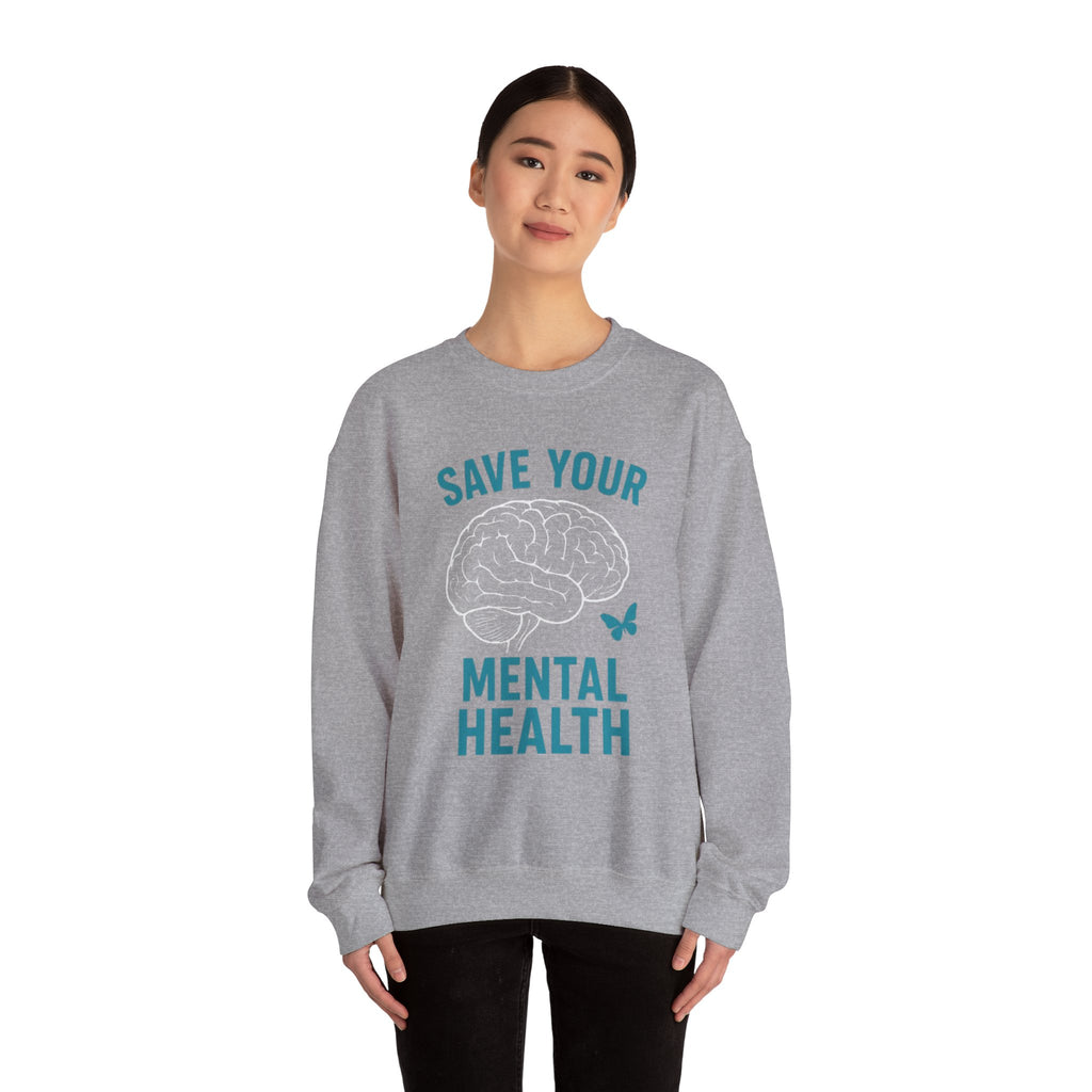 Mental Health Awareness Crewneck Sweatshirt, Unisex Gift, Self-Care Apparel, Cozy Layer, Ideal for Everyday Wear