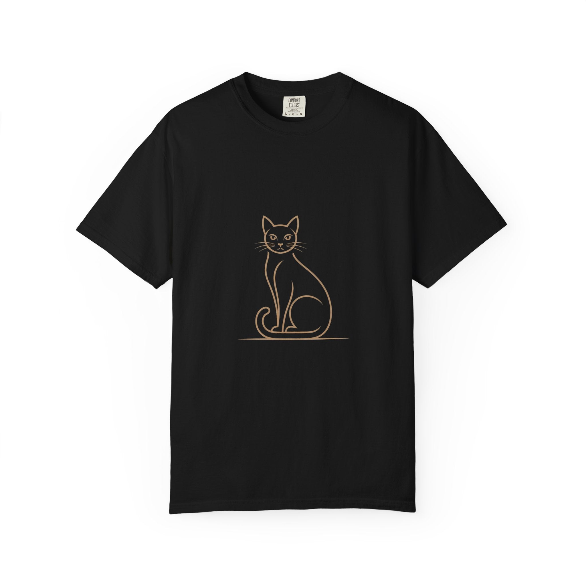 Luxury Minimalist Cat Line Art T-Shirt – Premium Black & Gold Cat Lover Tee