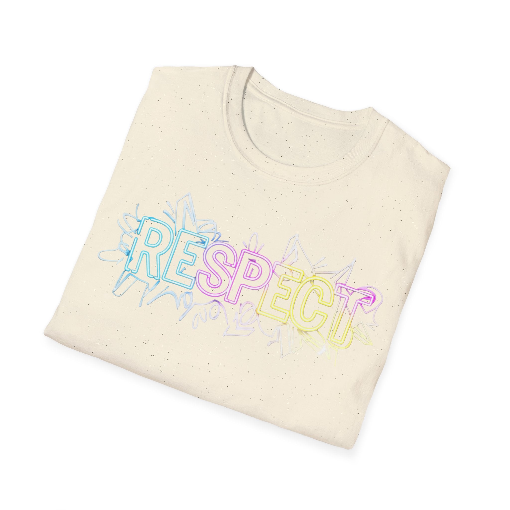 Colorful 'RESPECT' Unisex Softstyle T-Shirt, Positive Vibes Shirt, Everyday Casual Wear, Unique Gift Idea