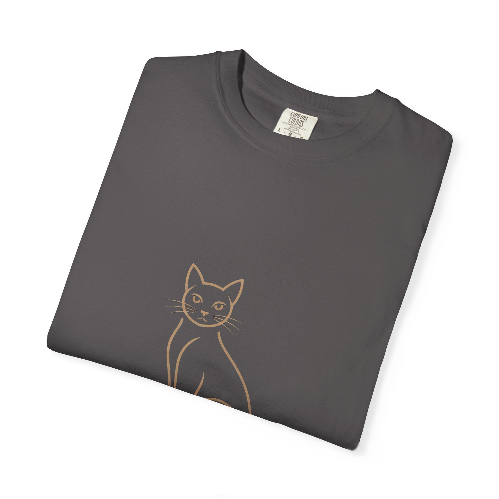 Luxury Minimalist Cat Line Art T-Shirt – Premium Black & Gold Cat Lover Tee