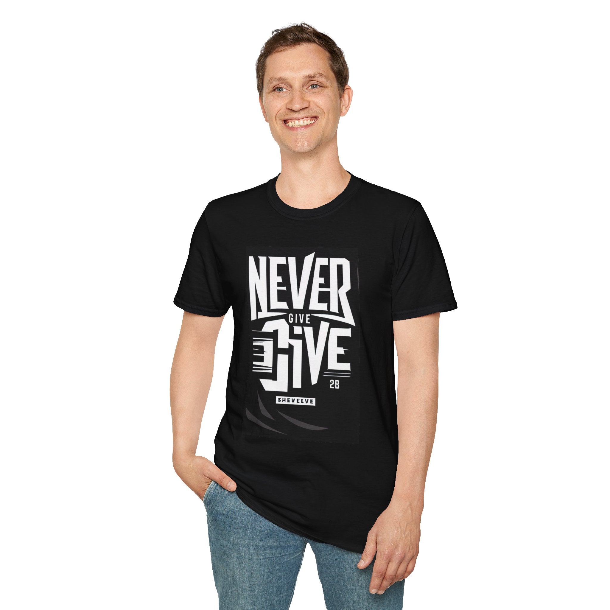 Motivational Unisex T-Shirt - Never Give Up Design, Inspirational Apparel, Gift for Encouragement, Fitness Wear, Casual Style