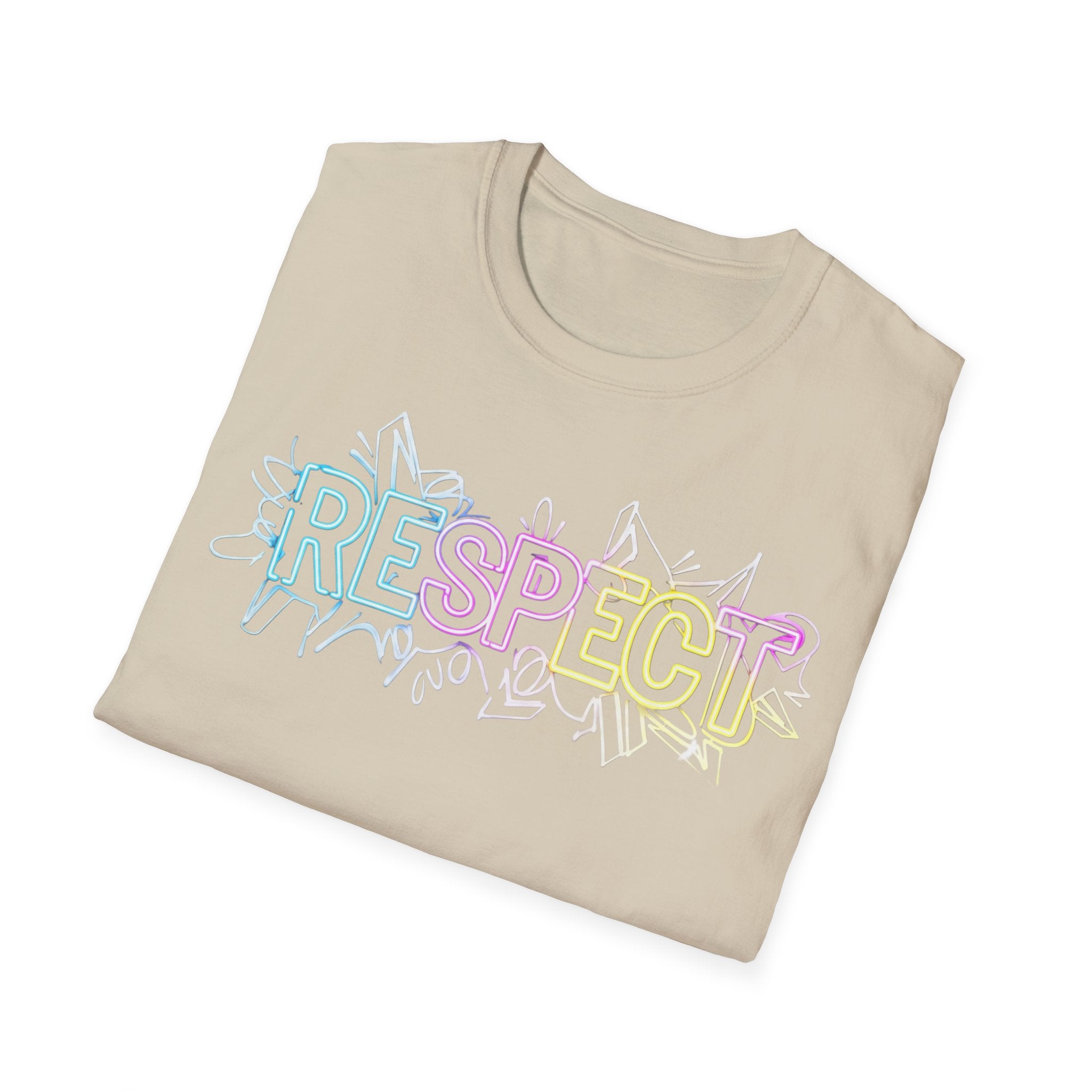 Colorful 'RESPECT' Unisex Softstyle T-Shirt, Positive Vibes Shirt, Everyday Casual Wear, Unique Gift Idea