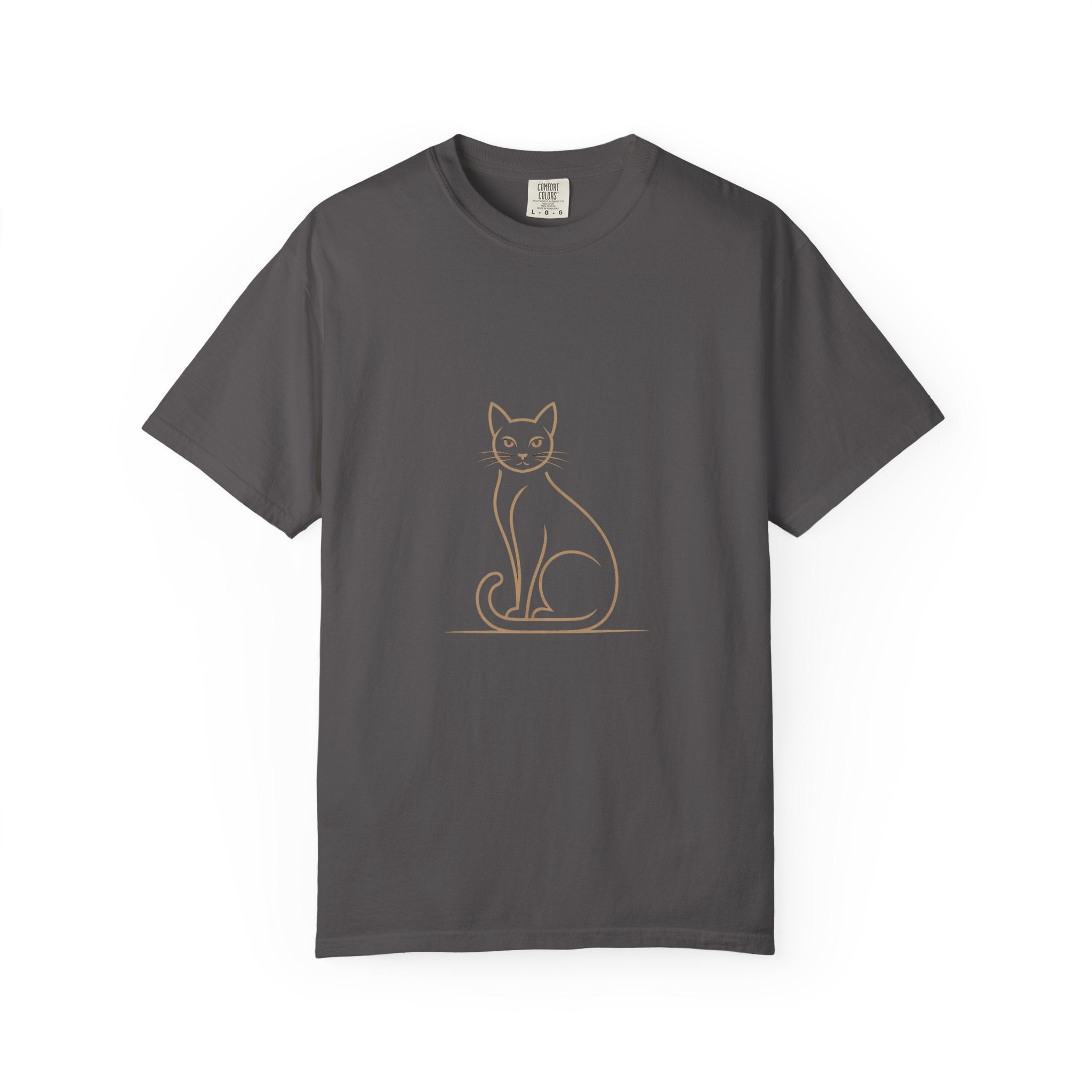 Luxury Minimalist Cat Line Art T-Shirt – Premium Black & Gold Cat Lover Tee