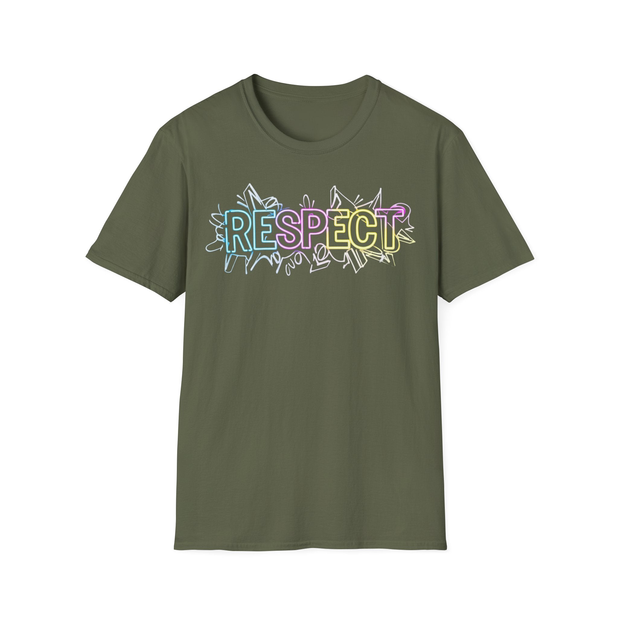 Colorful 'RESPECT' Unisex Softstyle T-Shirt, Positive Vibes Shirt, Everyday Casual Wear, Unique Gift Idea