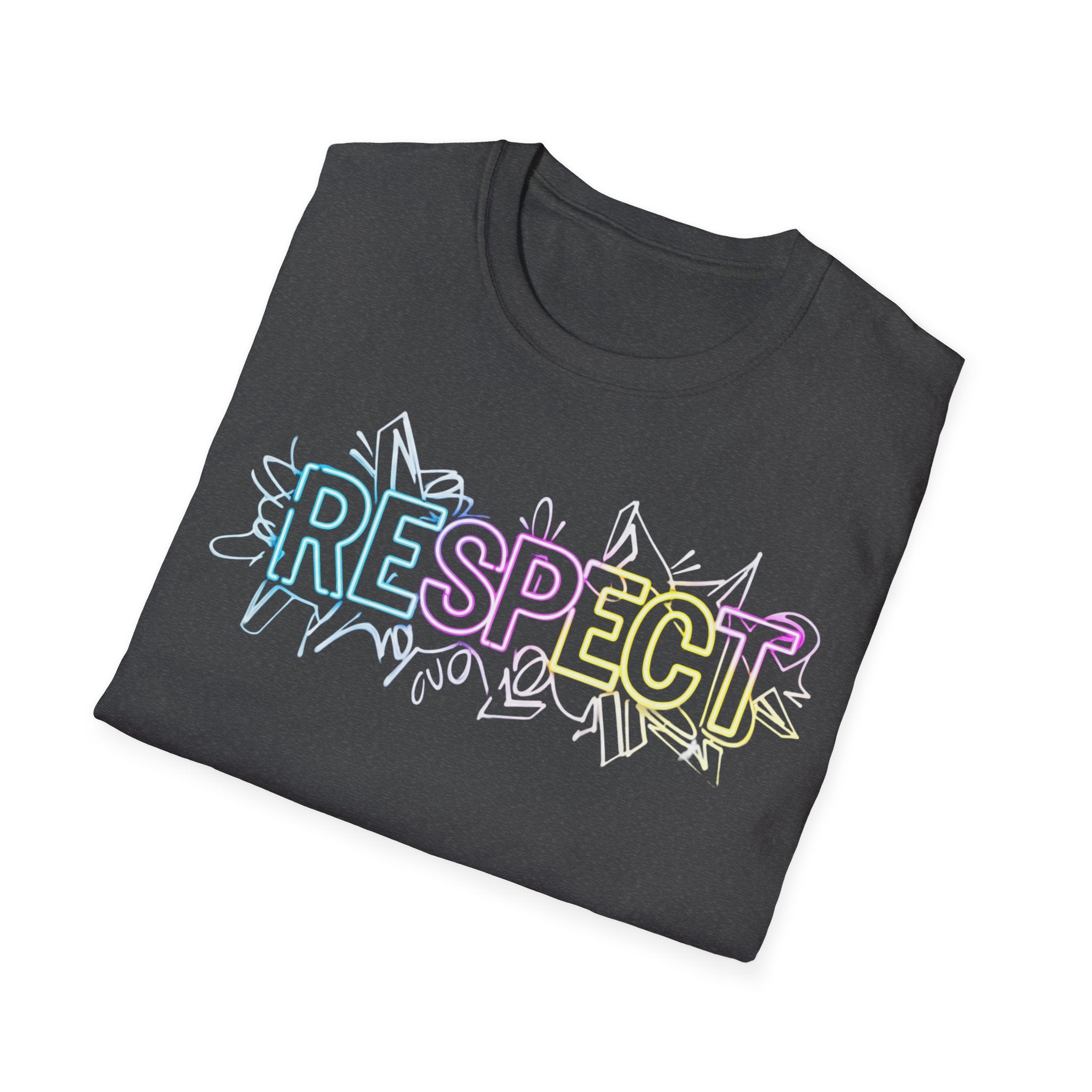 Colorful 'RESPECT' Unisex Softstyle T-Shirt, Positive Vibes Shirt, Everyday Casual Wear, Unique Gift Idea
