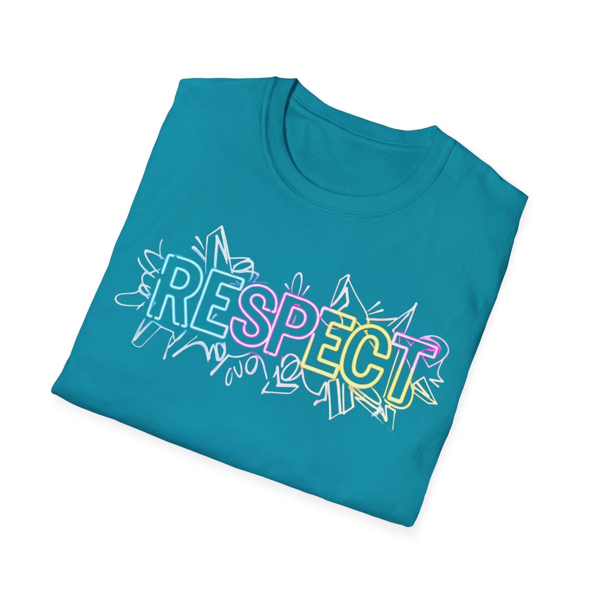 Colorful 'RESPECT' Unisex Softstyle T-Shirt, Positive Vibes Shirt, Everyday Casual Wear, Unique Gift Idea