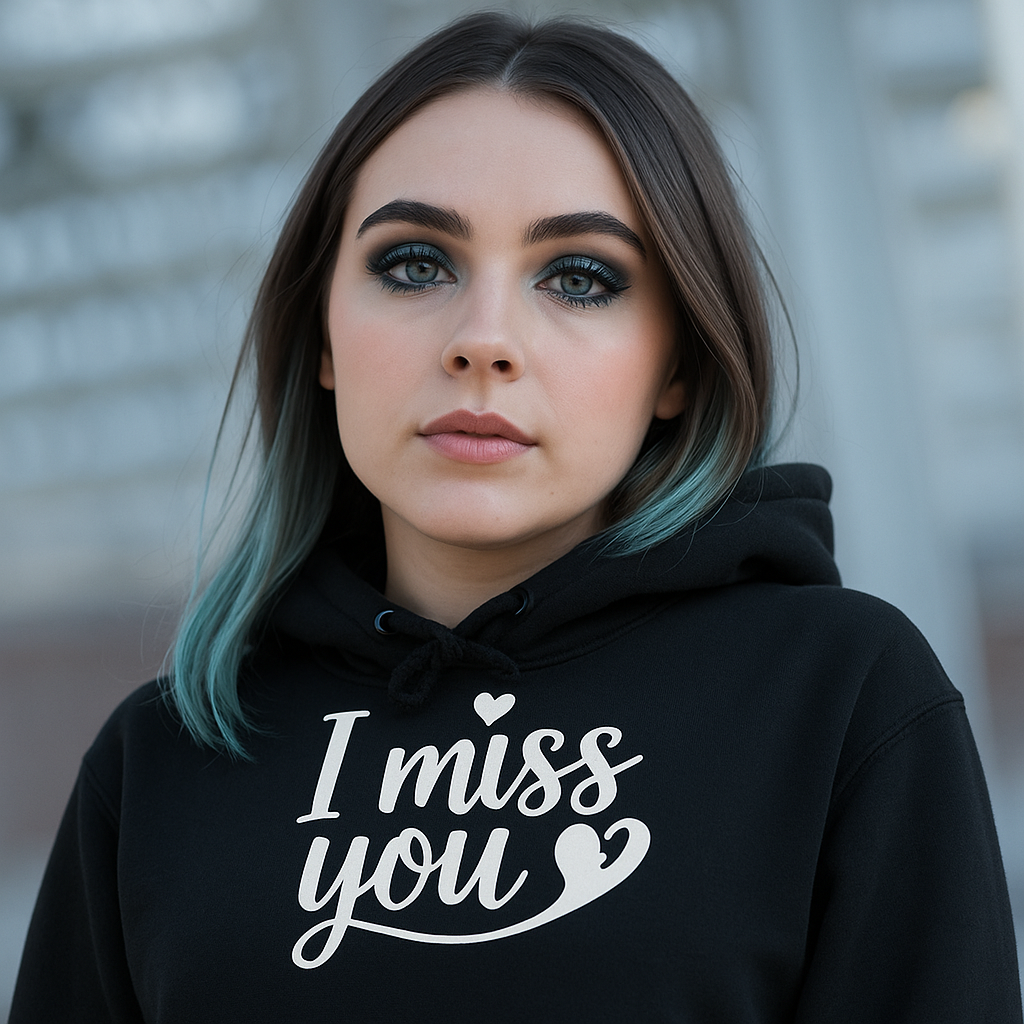 Luna Veex - I Miss You Unisex French Terry Hoodie - Comfort Wear, Heartfelt Remembrance, Thoughtful Surprise, Memorial Hoodie