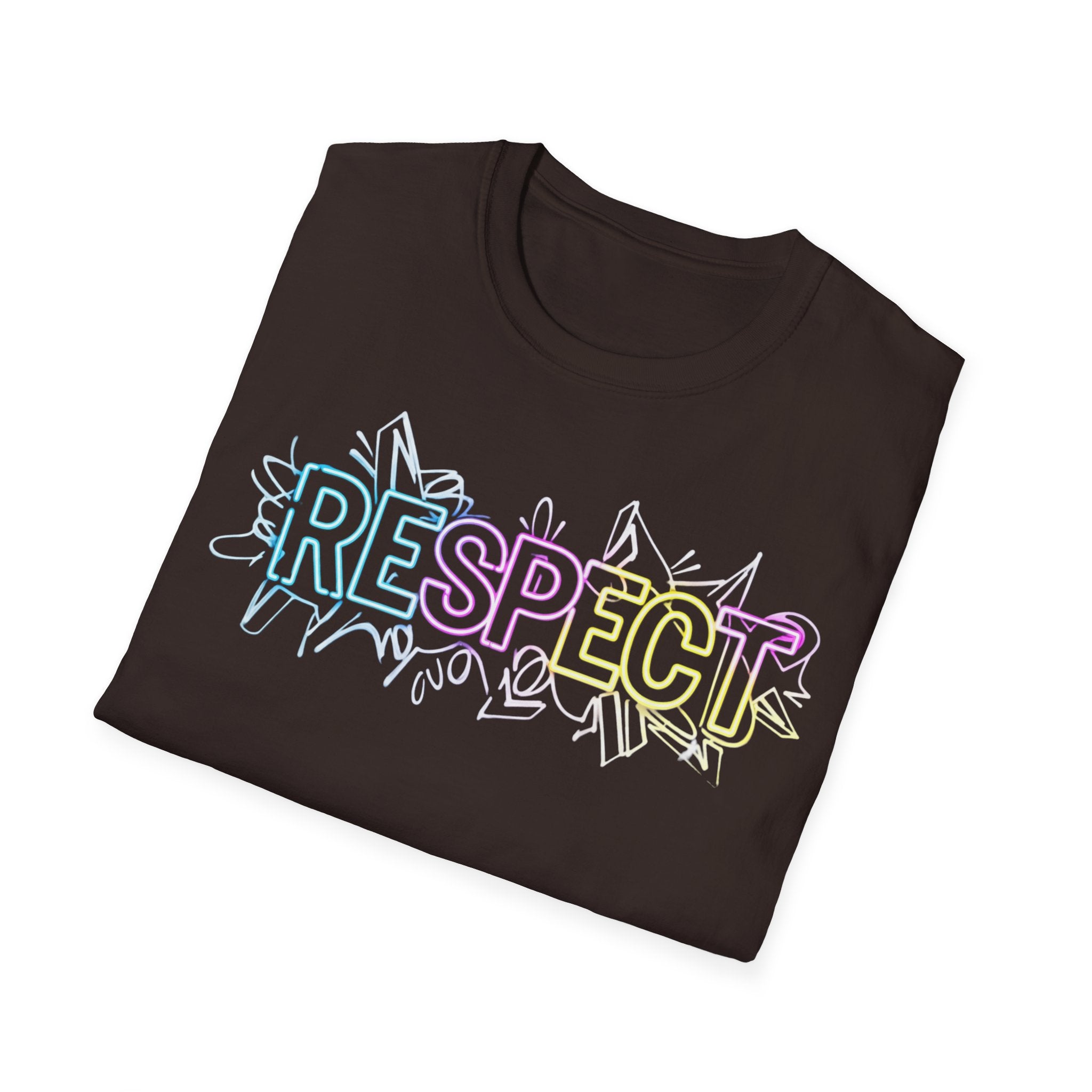 Colorful 'RESPECT' Unisex Softstyle T-Shirt, Positive Vibes Shirt, Everyday Casual Wear, Unique Gift Idea