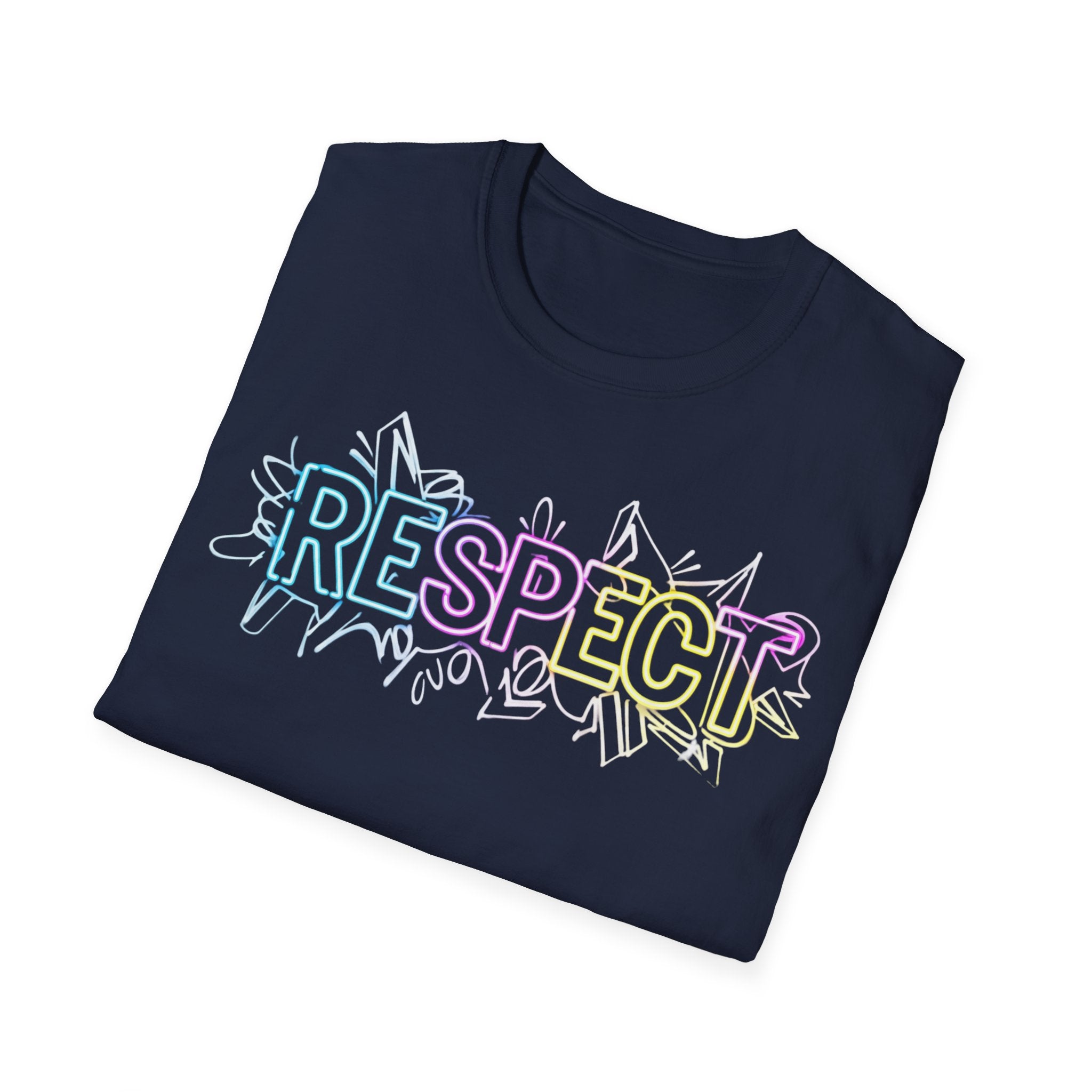 Colorful 'RESPECT' Unisex Softstyle T-Shirt, Positive Vibes Shirt, Everyday Casual Wear, Unique Gift Idea