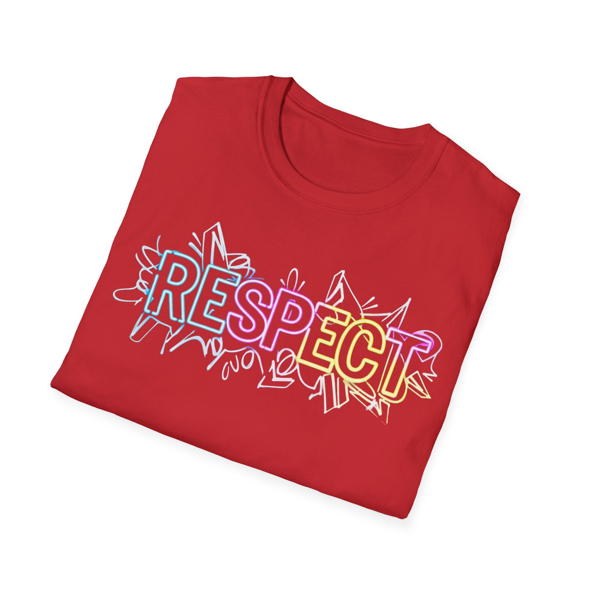 Colorful 'RESPECT' Unisex Softstyle T-Shirt, Positive Vibes Shirt, Everyday Casual Wear, Unique Gift Idea