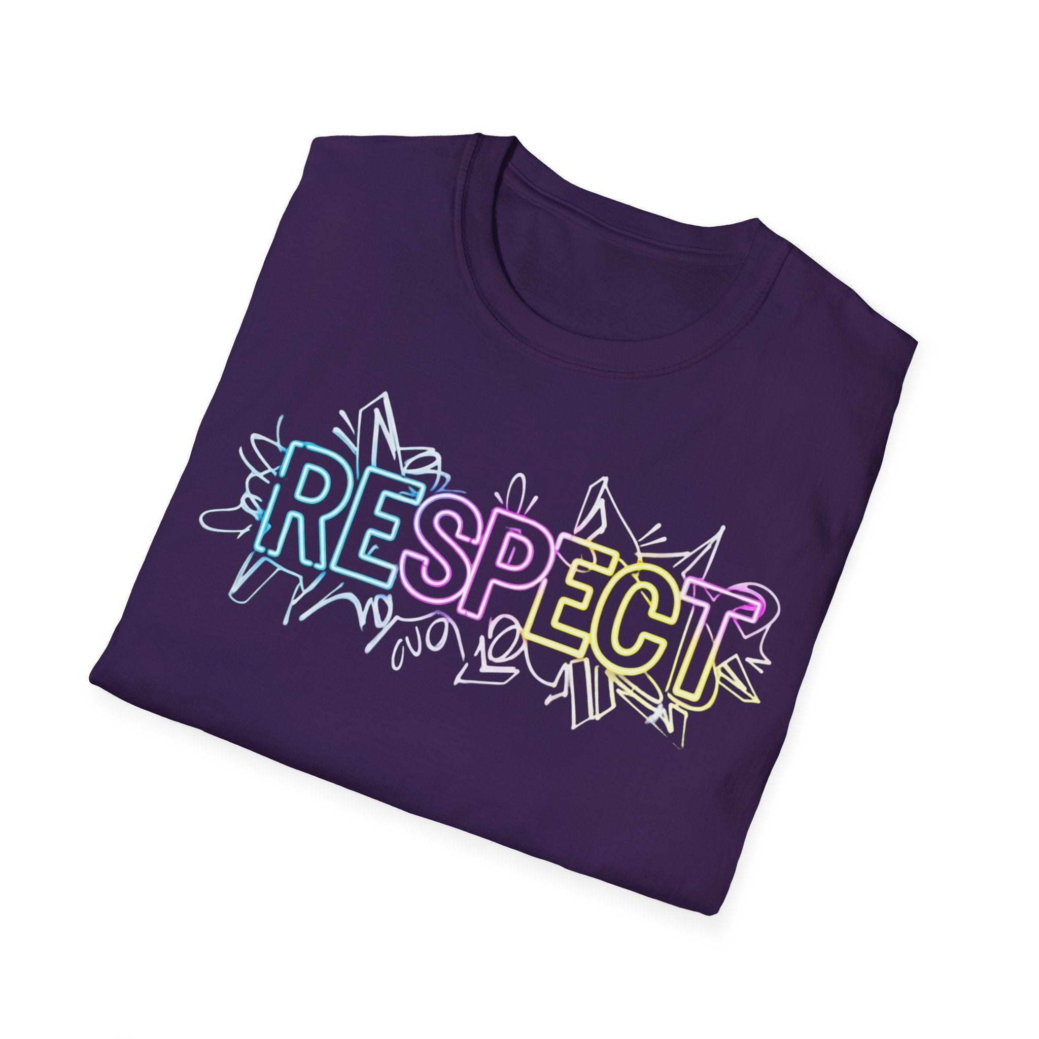 Colorful 'RESPECT' Unisex Softstyle T-Shirt, Positive Vibes Shirt, Everyday Casual Wear, Unique Gift Idea