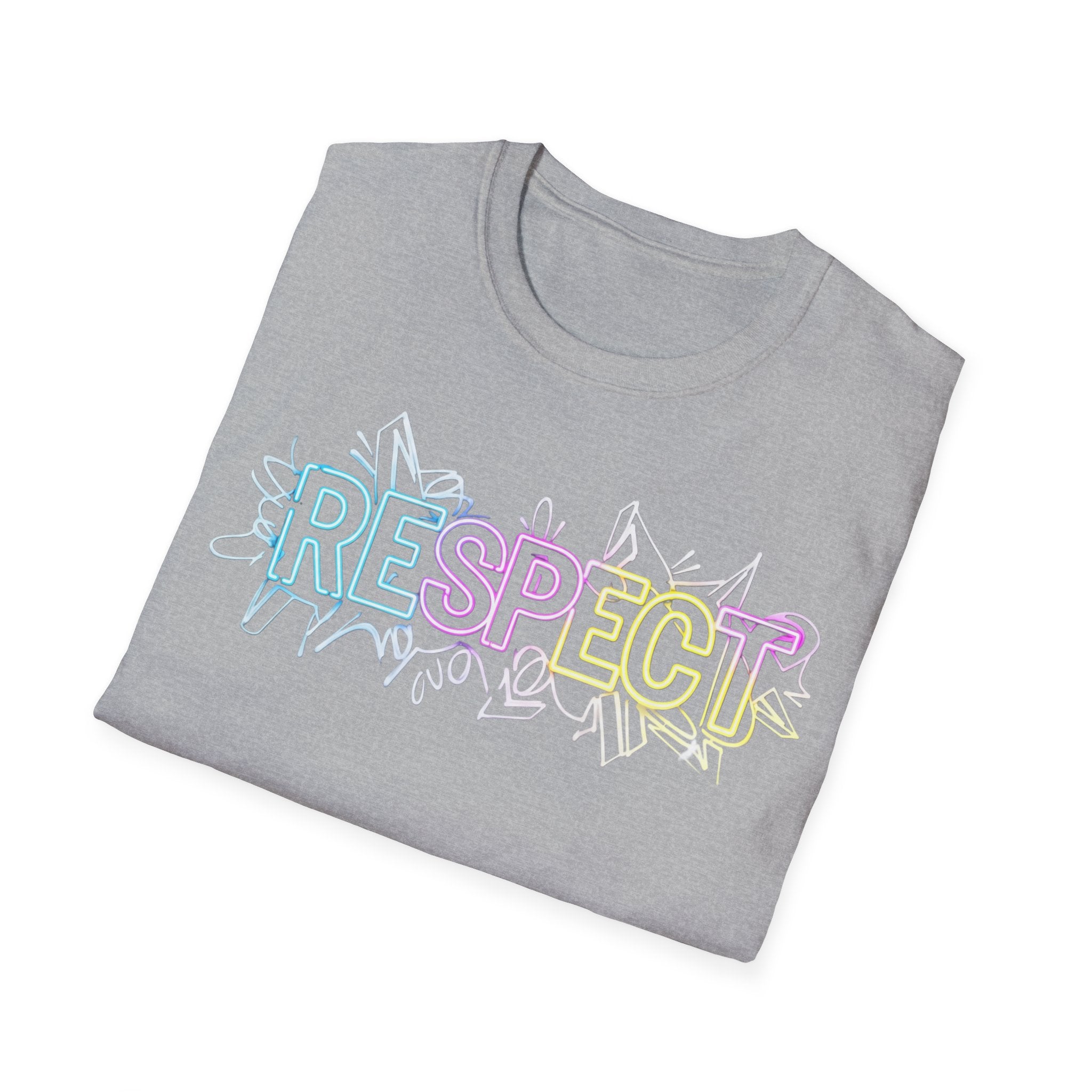 Colorful 'RESPECT' Unisex Softstyle T-Shirt, Positive Vibes Shirt, Everyday Casual Wear, Unique Gift Idea