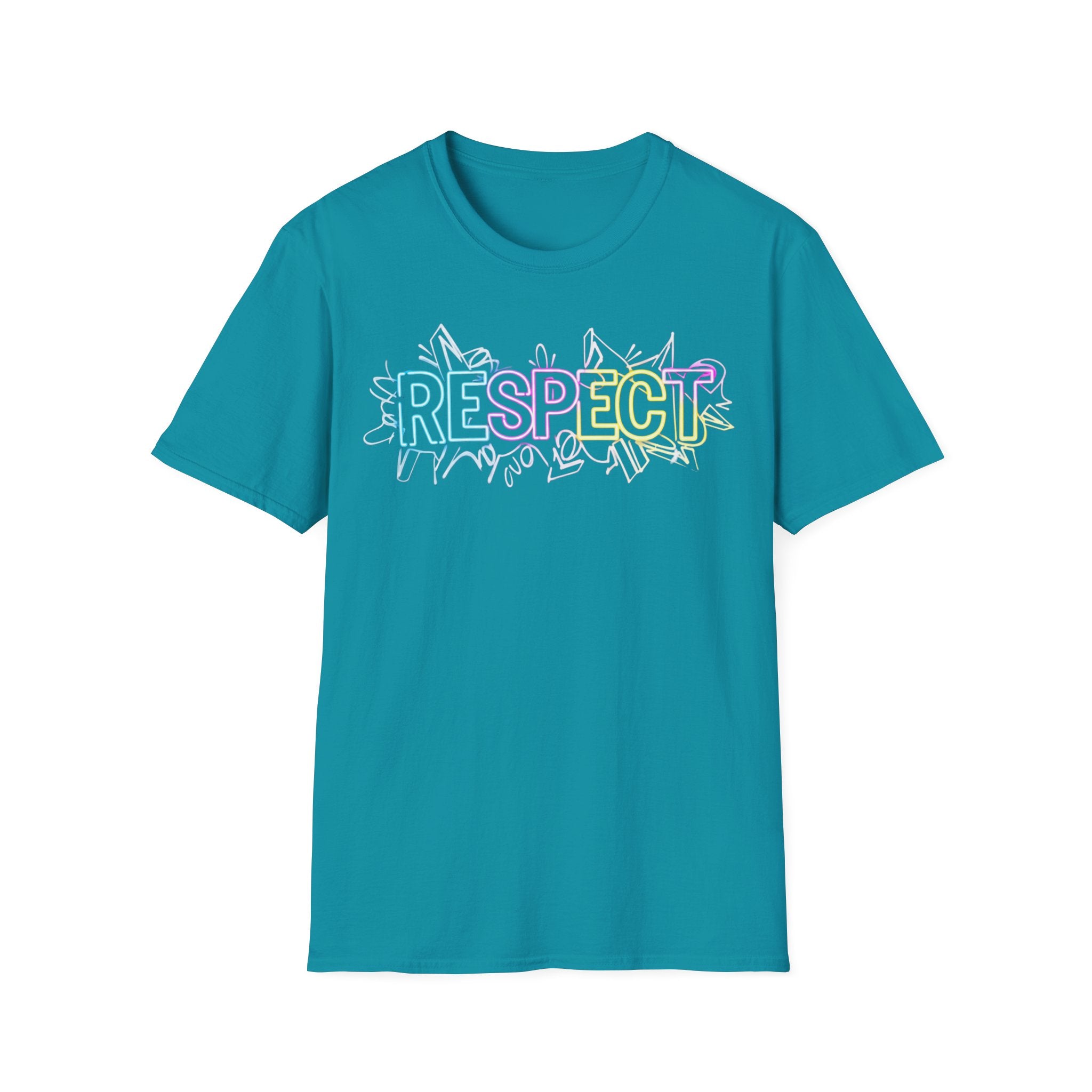 Colorful 'RESPECT' Unisex Softstyle T-Shirt, Positive Vibes Shirt, Everyday Casual Wear, Unique Gift Idea
