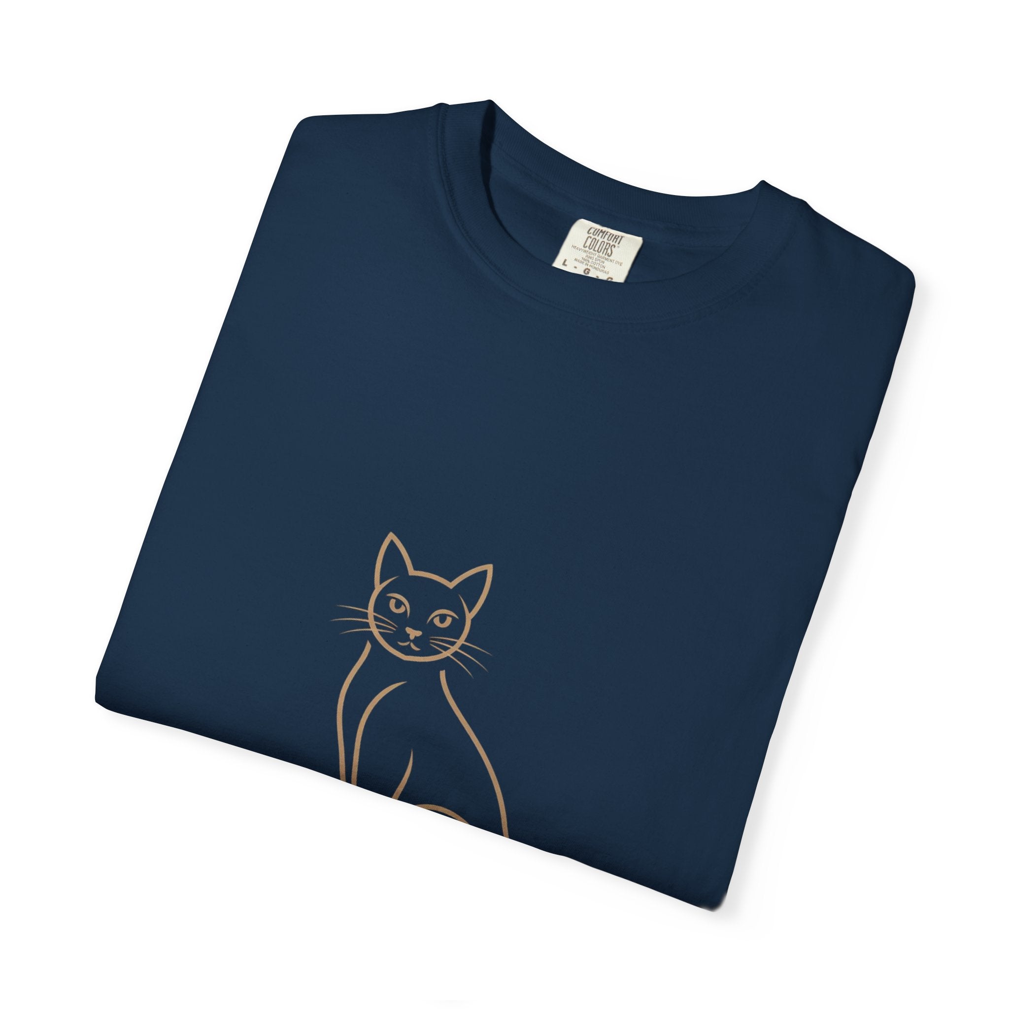 Luxury Minimalist Cat Line Art T-Shirt – Premium Black & Gold Cat Lover Tee