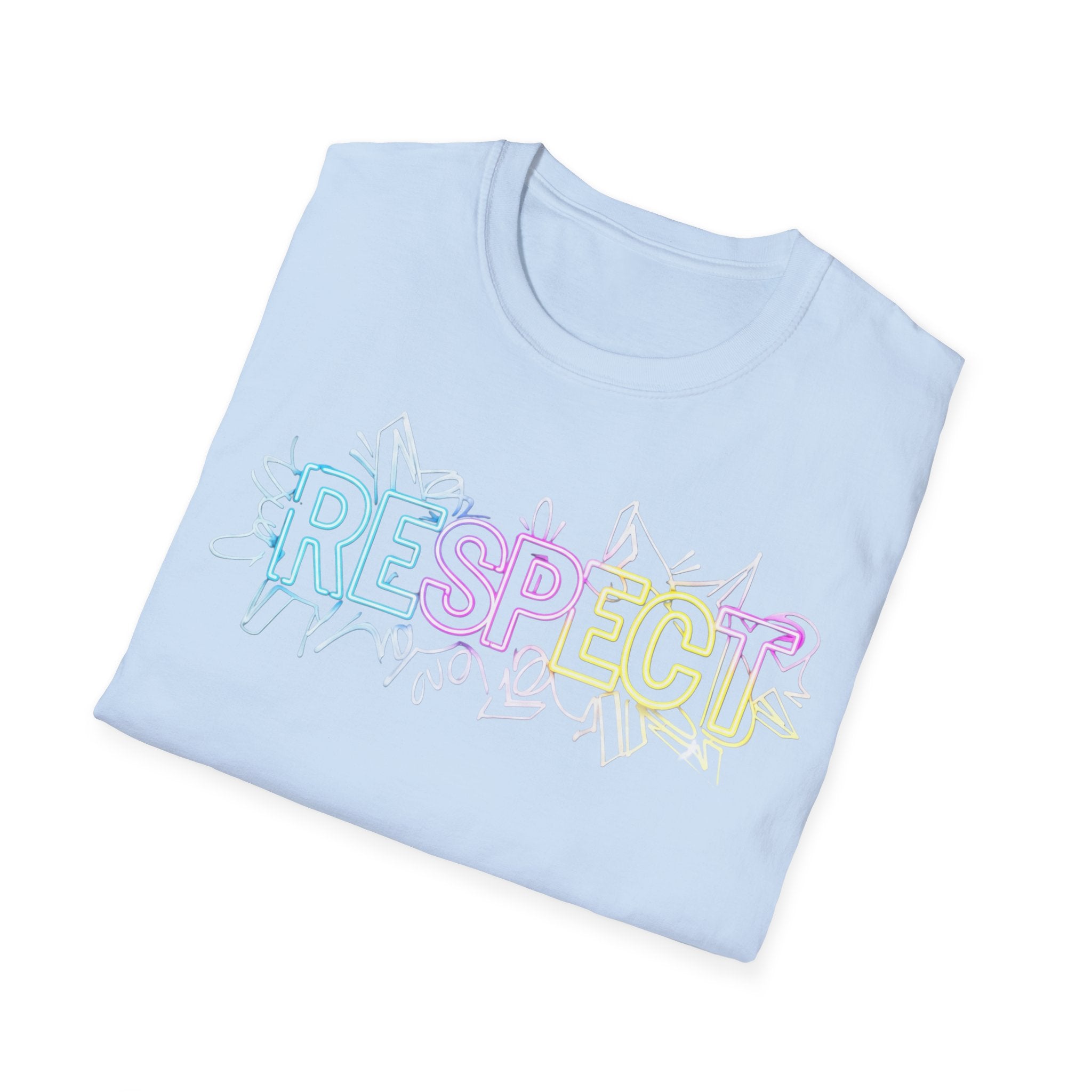 Colorful 'RESPECT' Unisex Softstyle T-Shirt, Positive Vibes Shirt, Everyday Casual Wear, Unique Gift Idea