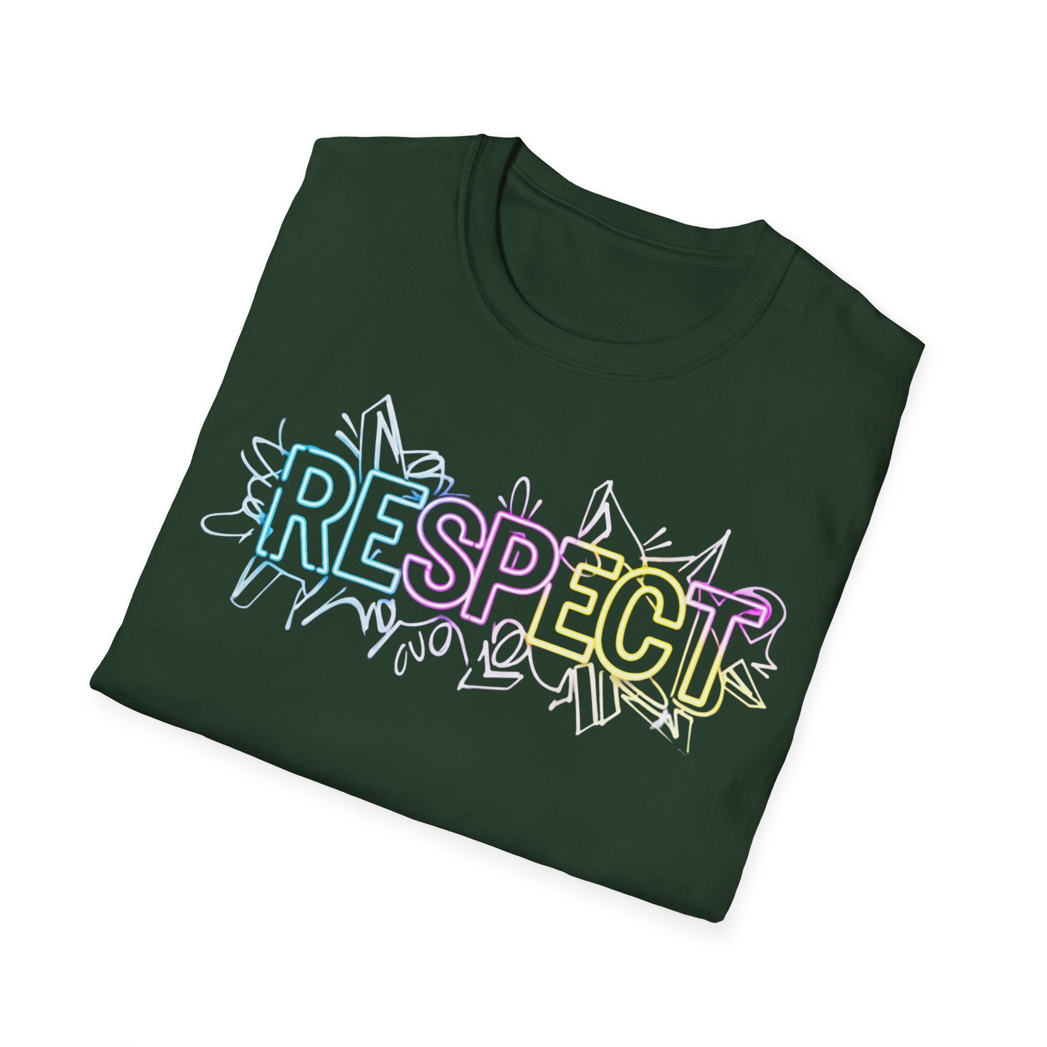 Colorful 'RESPECT' Unisex Softstyle T-Shirt, Positive Vibes Shirt, Everyday Casual Wear, Unique Gift Idea