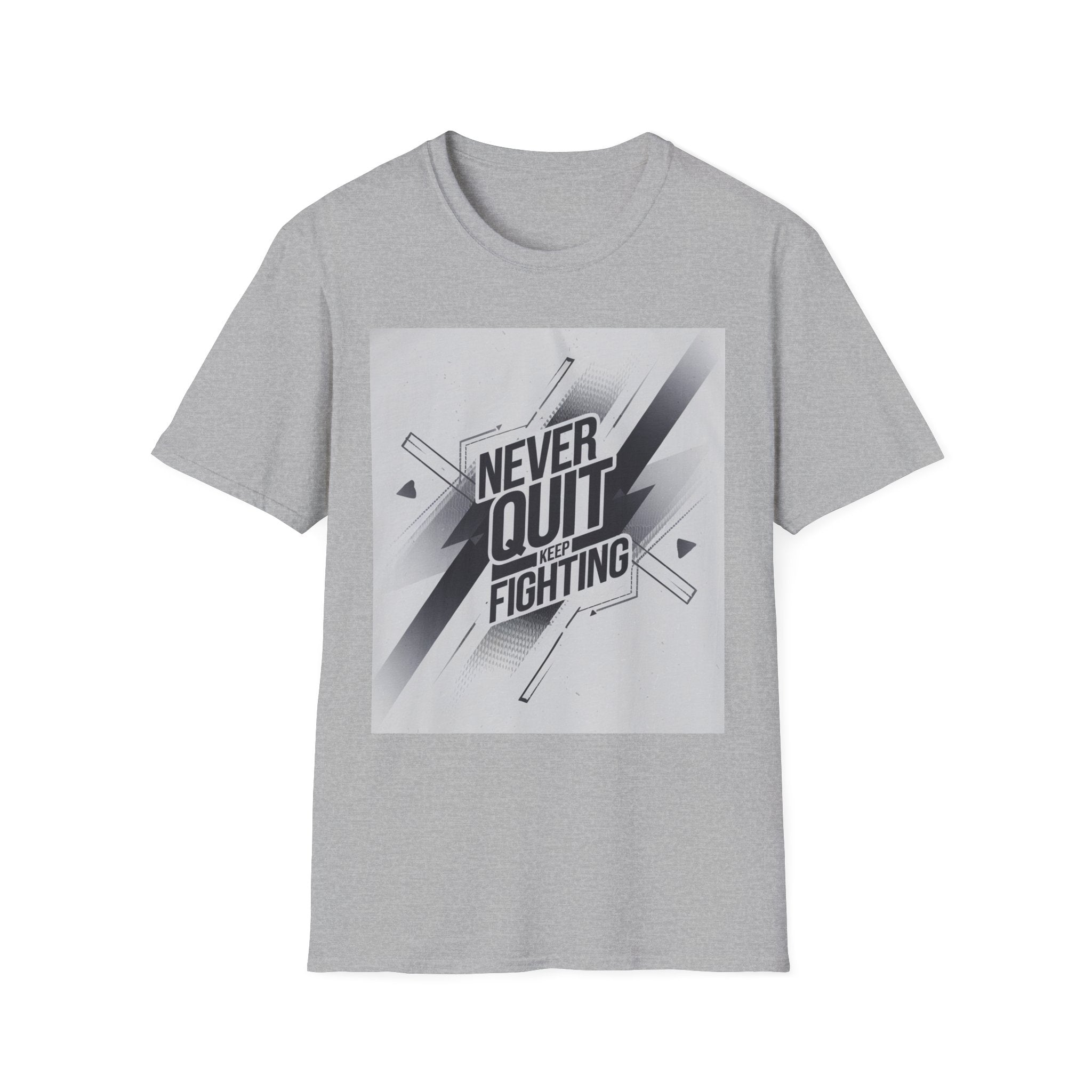Never Quit Fighting Unisex Softstyle T-Shirt, Motivational Tee, Inspirational Apparel, Gift for Friends, Casual Wear, Fitness Clothing