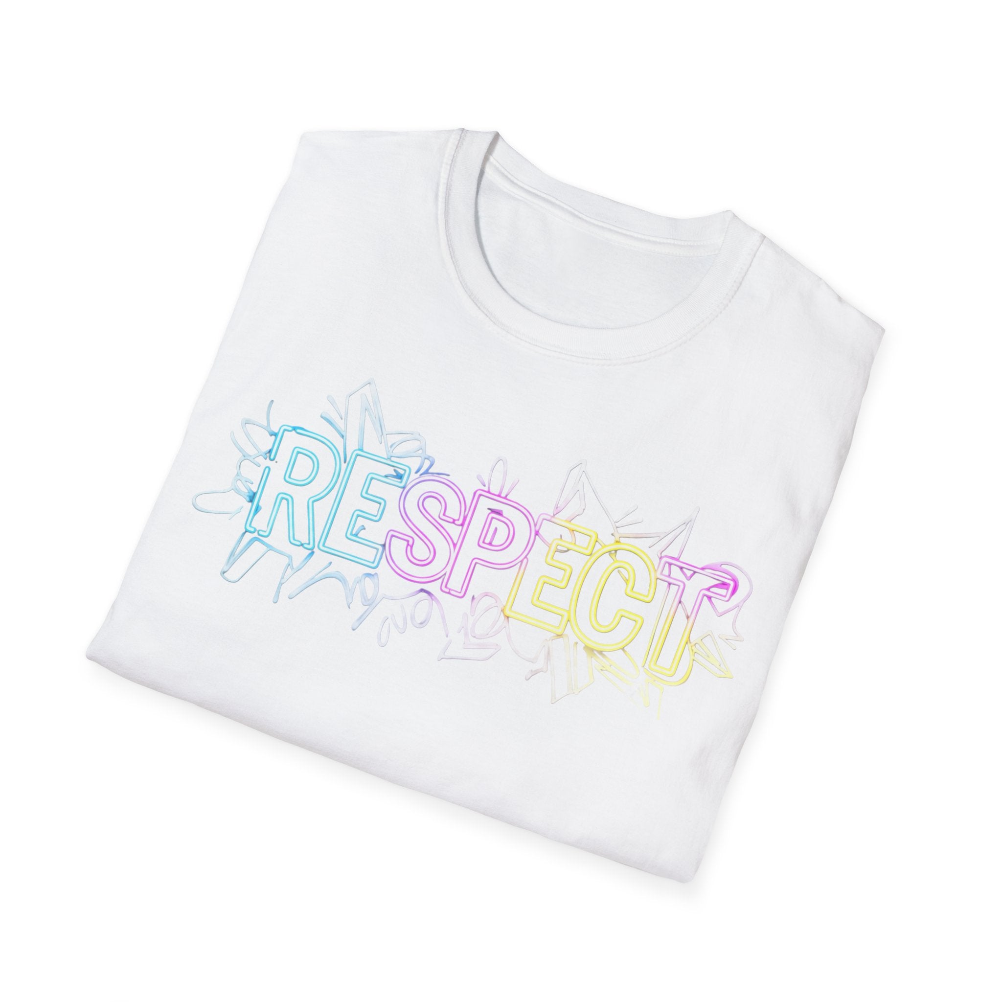 Colorful 'RESPECT' Unisex Softstyle T-Shirt, Positive Vibes Shirt, Everyday Casual Wear, Unique Gift Idea