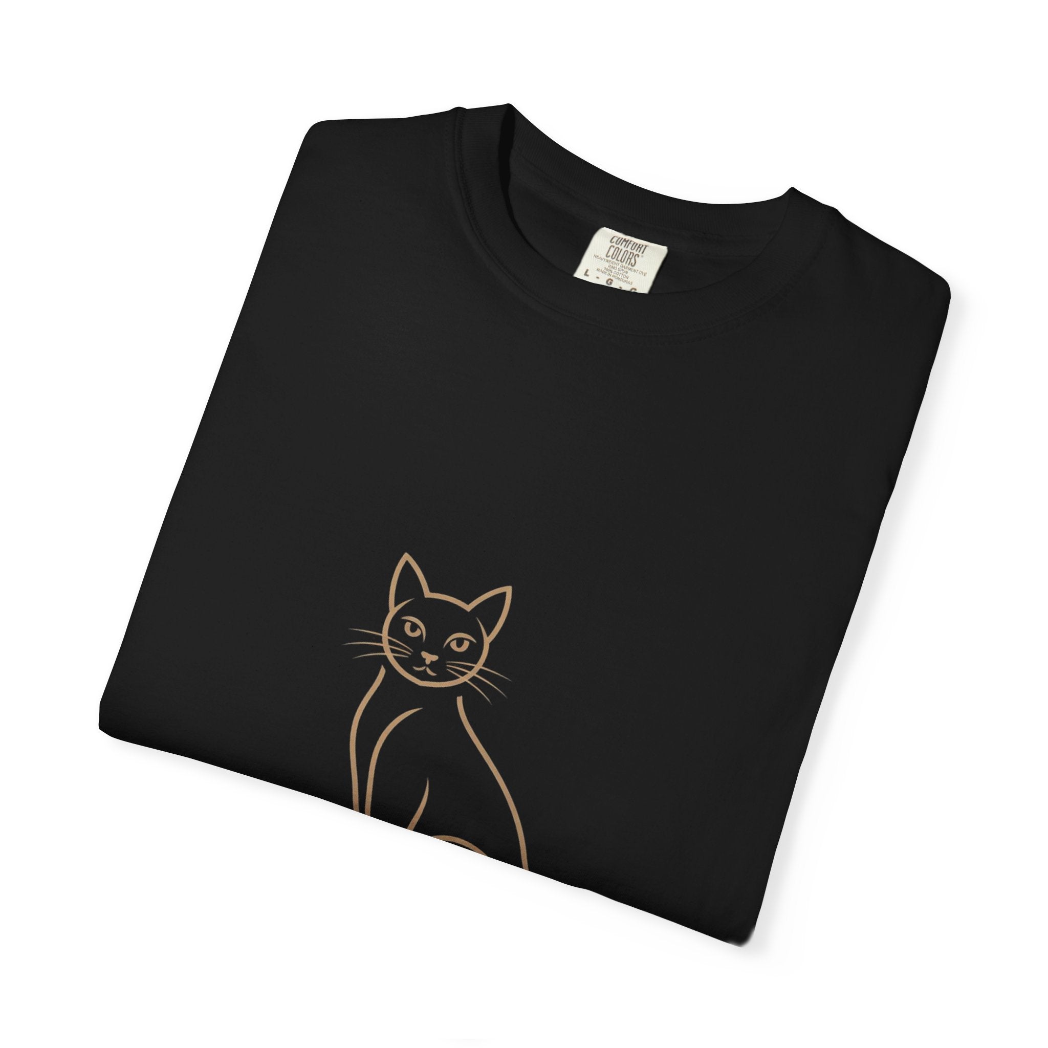 Luxury Minimalist Cat Line Art T-Shirt – Premium Black & Gold Cat Lover Tee