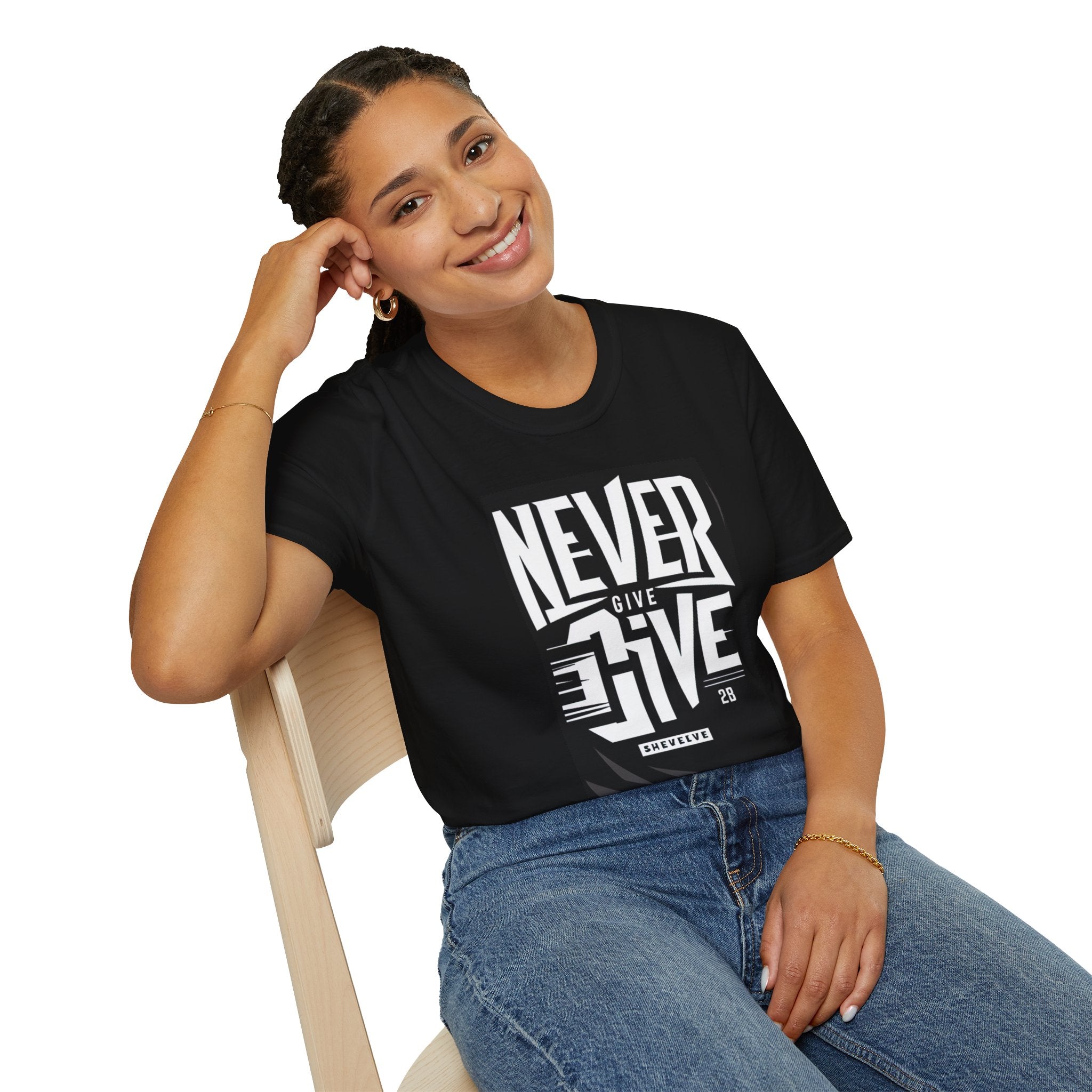 Motivational Unisex T-Shirt - Never Give Up Design, Inspirational Apparel, Gift for Encouragement, Fitness Wear, Casual Style
